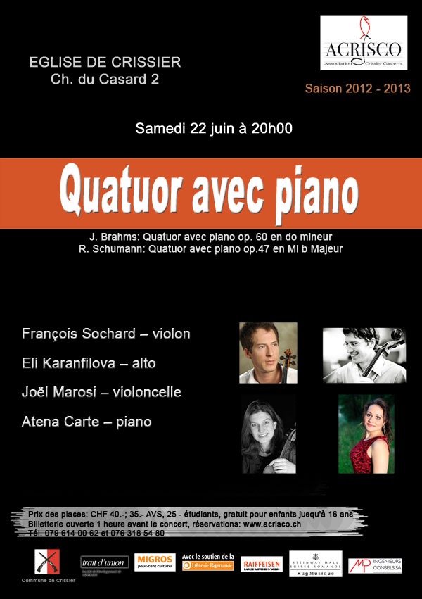 Quatuor avec piano 22 juin 2013 affiche